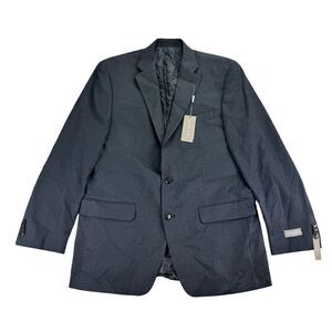 Michael Kors Mens Kent Classic Fit Stretch Houndstooth Sport Coat Blue 42L